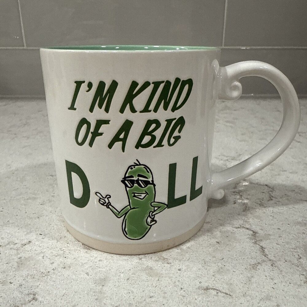 I’M KIND OF A BIG DILL Hand Painted 21oz Spectrum Designz PICKLE Mug 2024 Green